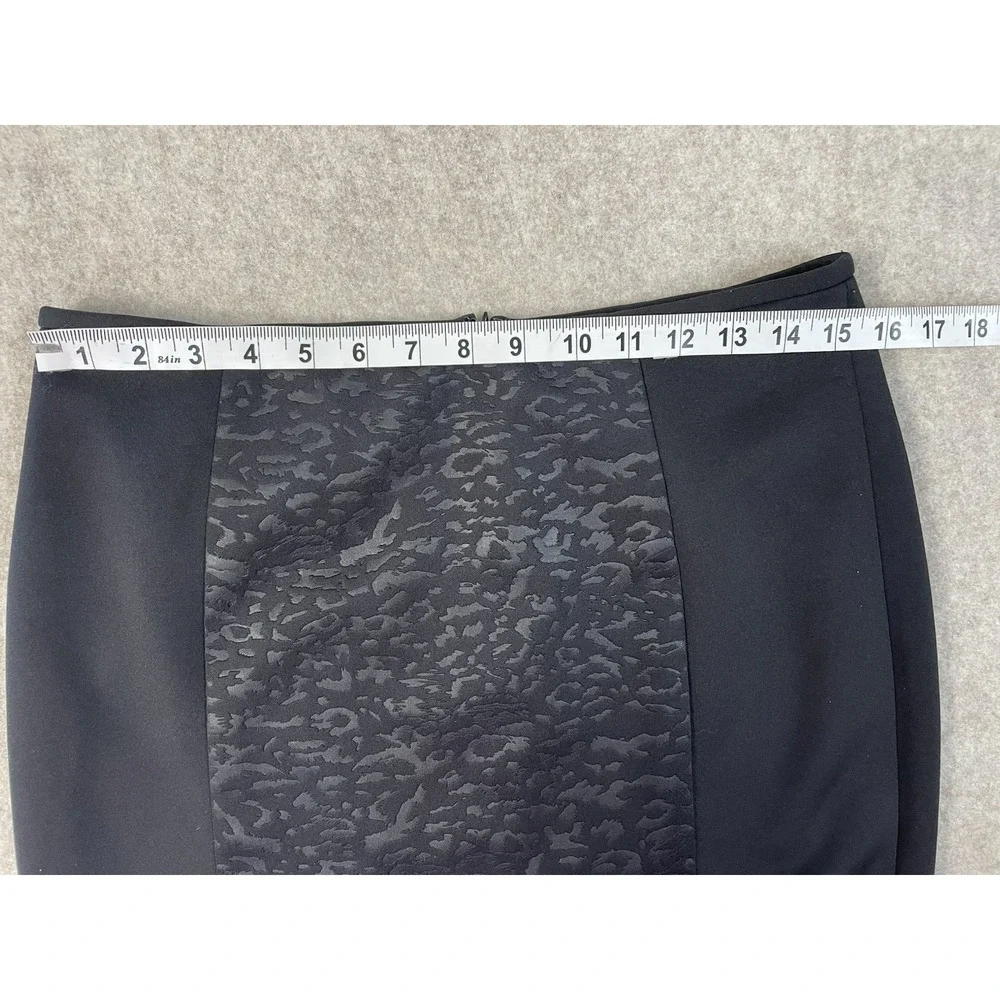 Calvin Klein Animal Print Black Pencil Skirt Sz 6 Lined Zipper Hook And Eye Midi